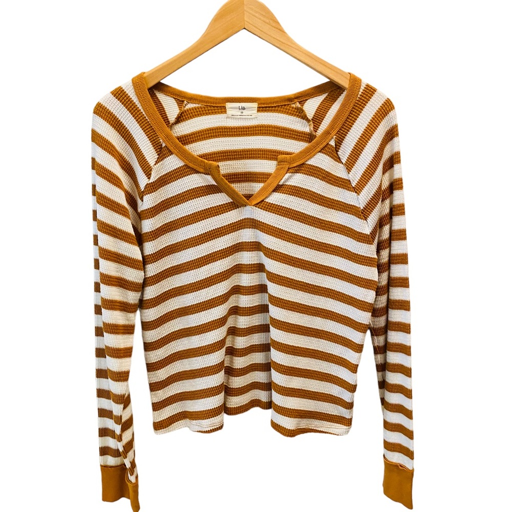 ANTHROPOLOGIE T. LA Mustard Stripe Ribbed Top